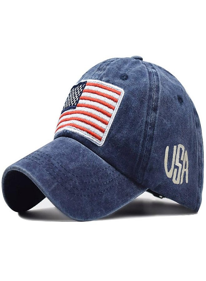 Ptduabenlu American Flag Baseball Cap for Men Women USA Embroidery Washed Adjustable Cotton Dad Hat - Image 1